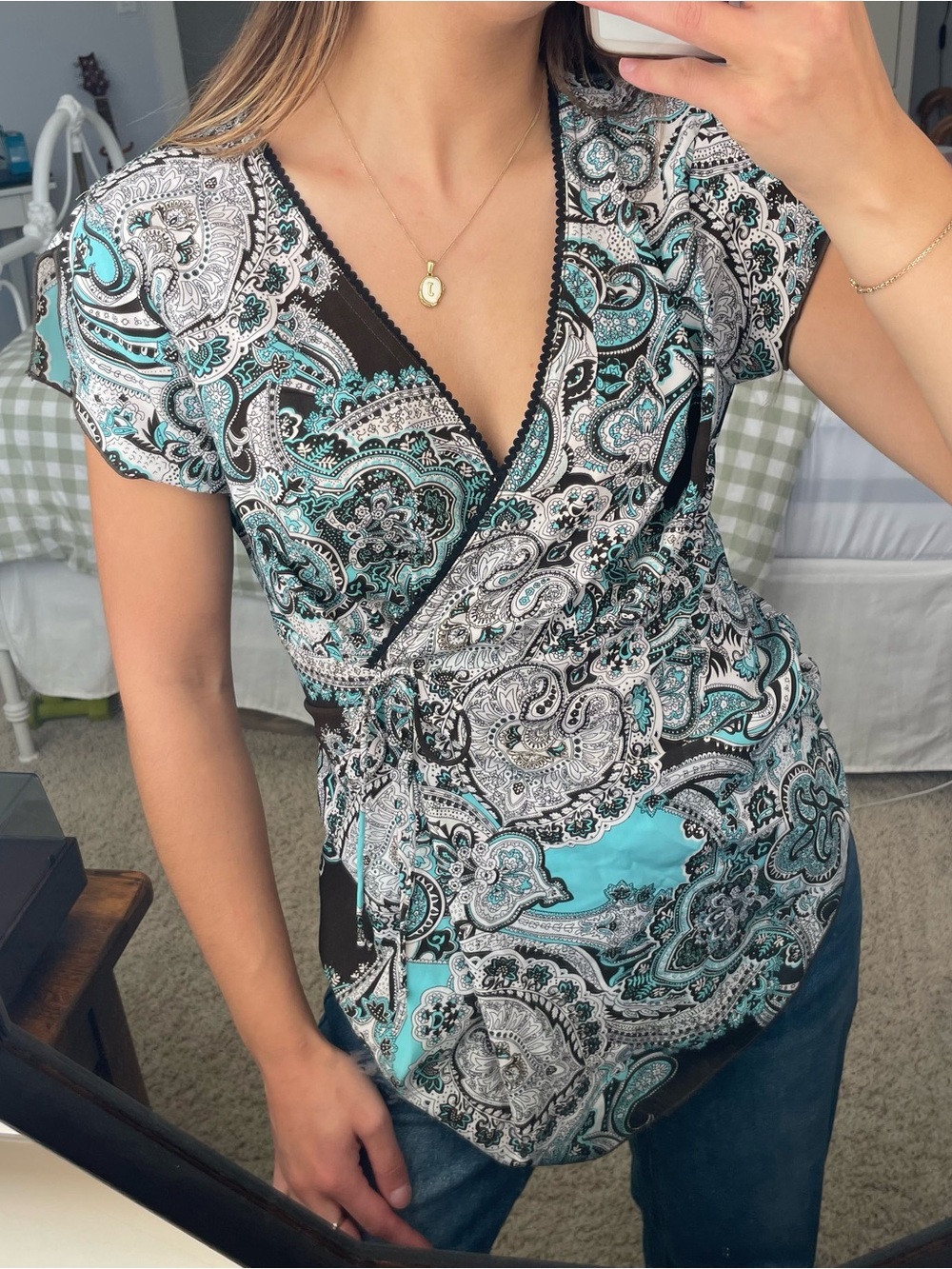 Vintage Y2K Paisley Floral Print Blouse